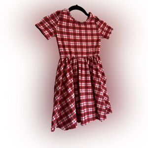Little Stocking Company Plaid Red and White Kids Christmas Dress Size 7